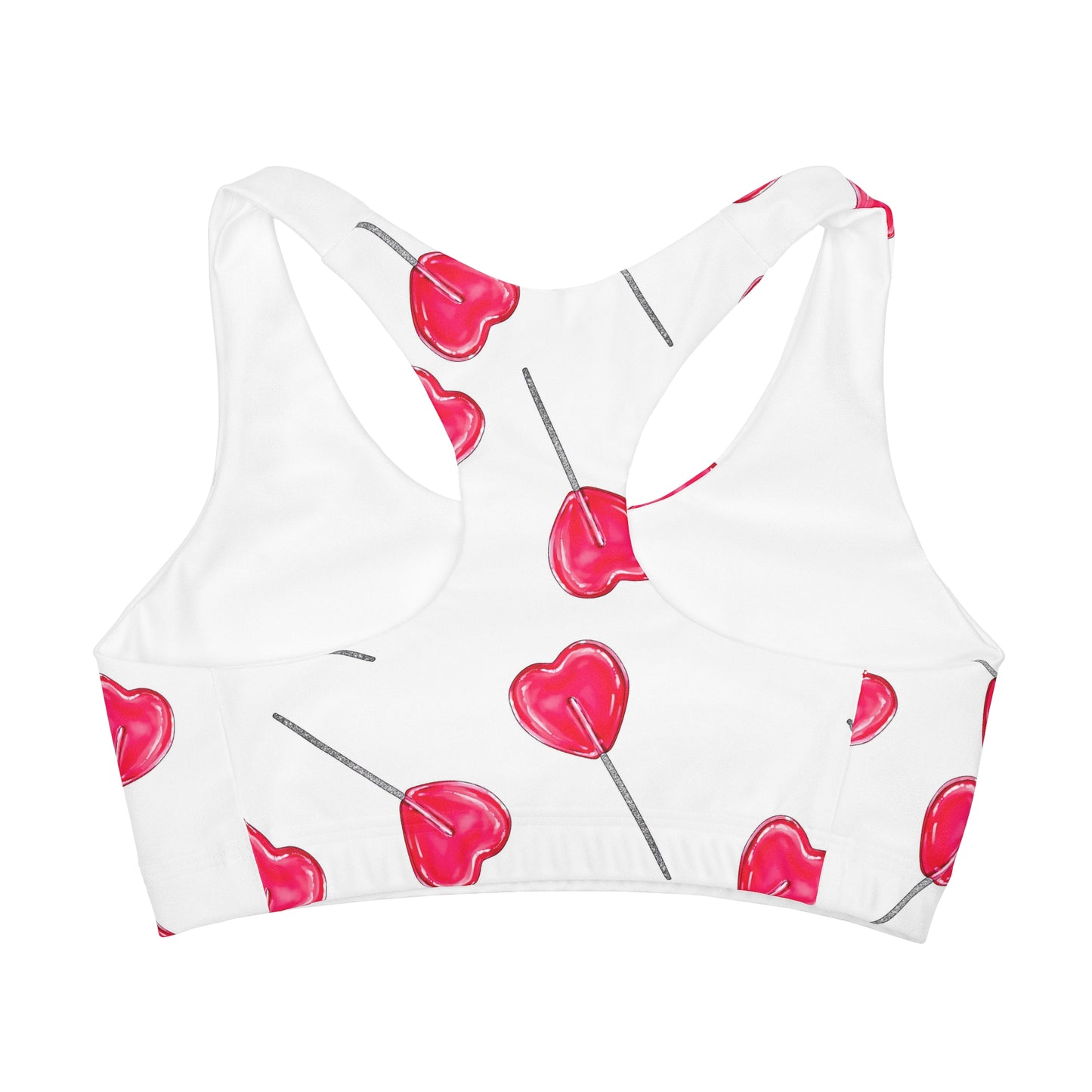 Red Heart Lollipop Valentines Day Girls Sports Bra