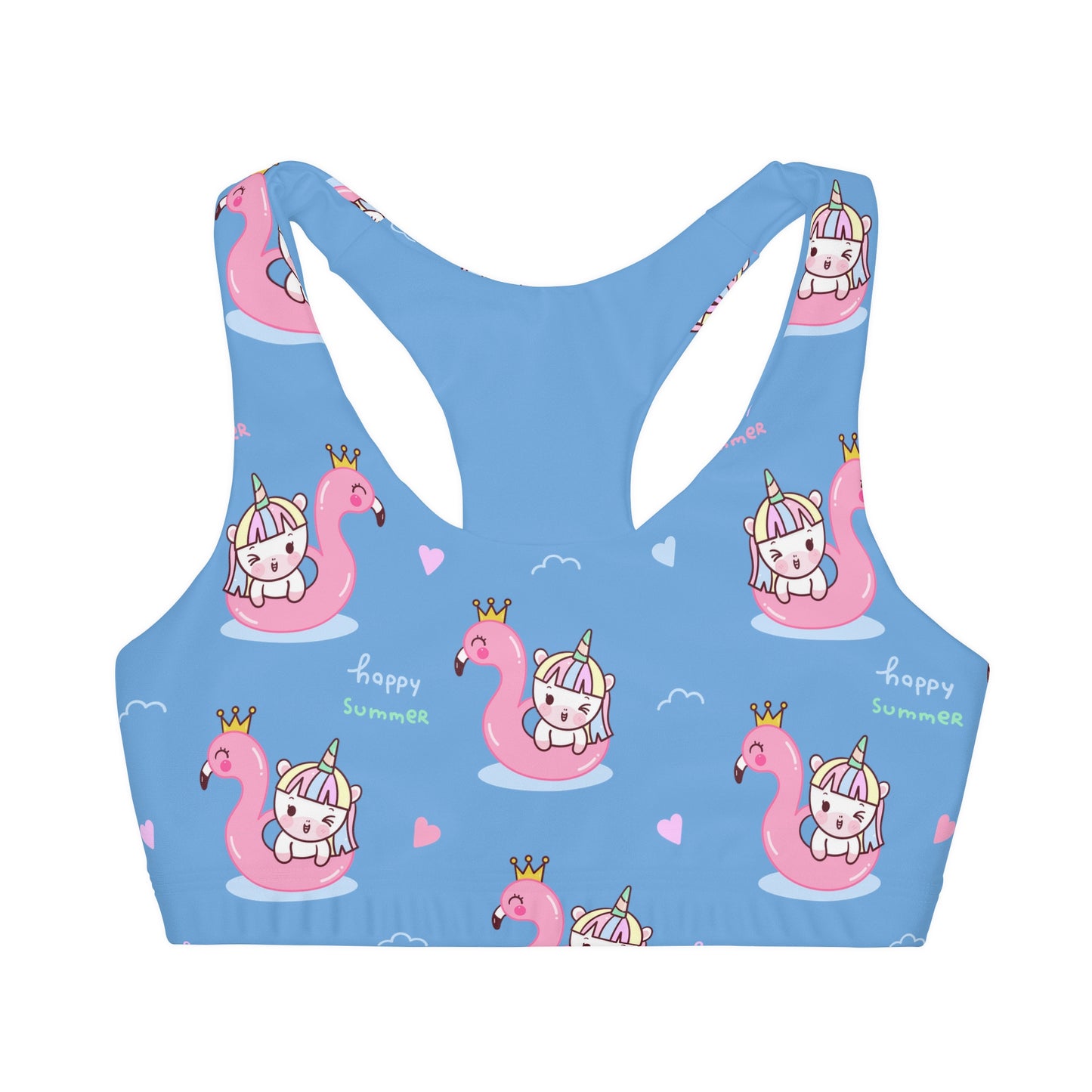 Blue Flamingo Unicorn Summer Girls' Sports Bra