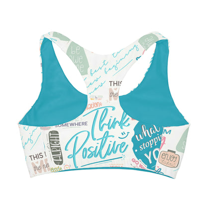 Motivational-Think Positive, Girls' Double Lined Seamless Sports Bra