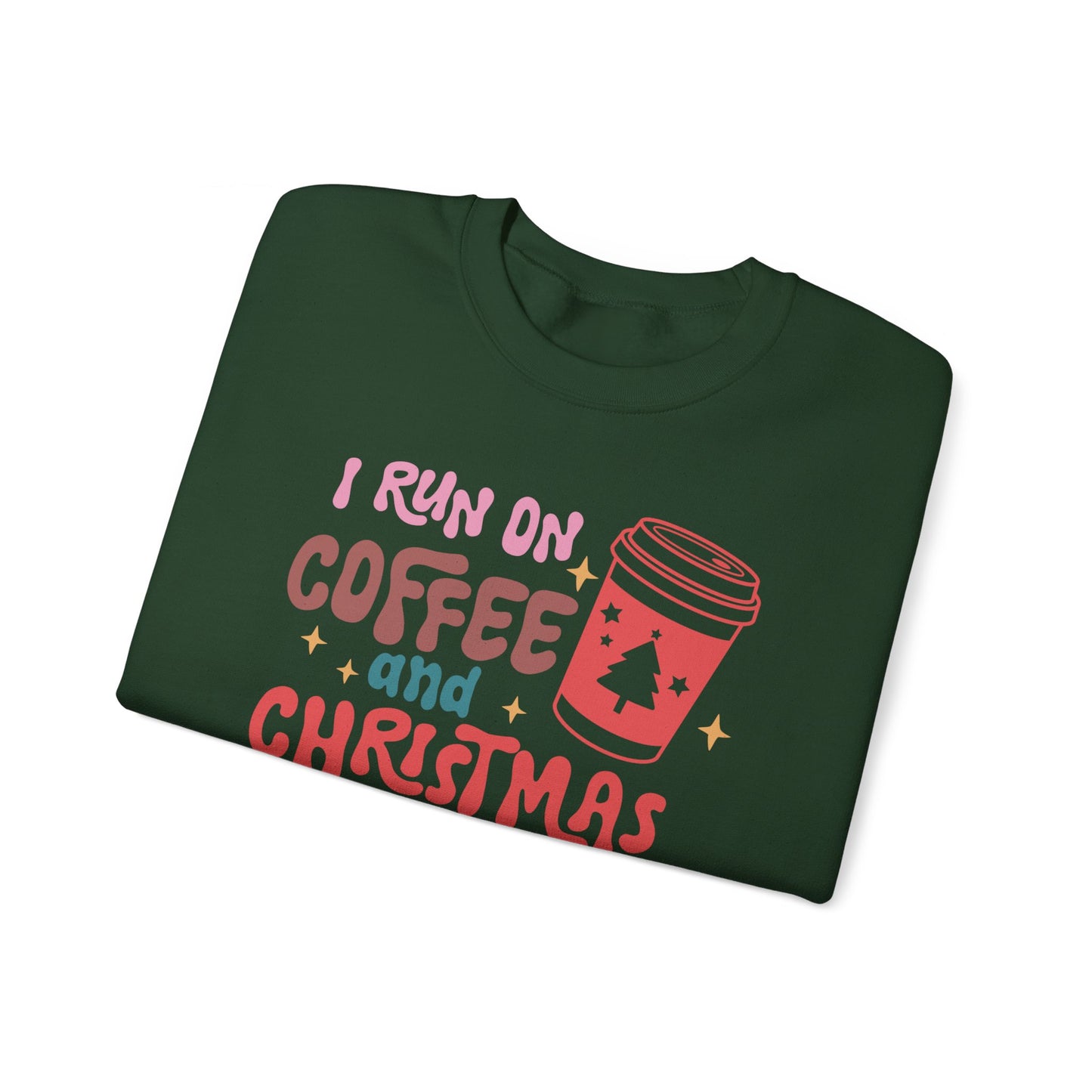 I run on Coffee and Christmas Cheer Unisex Heavy Blend™ Crewneck Sweatshirt