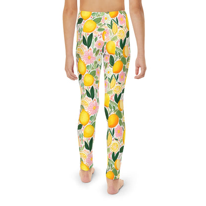 Pink and Yellow Summer Lemons Girls Full-Length Leggings