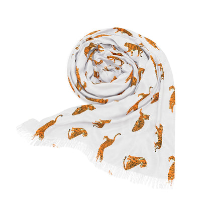 All Over Tiger White Light Scarf