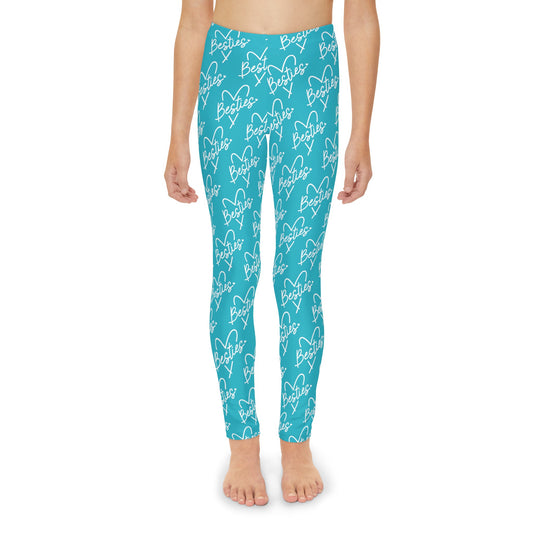 Teal Besties Girls Full-Length Leggings