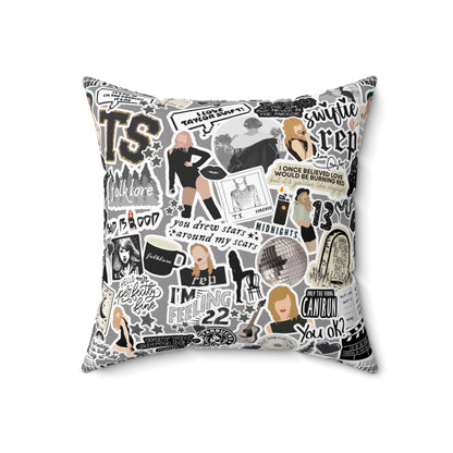 Black Swiftie Square Pillow with Insert, Offered in 4 Sizes