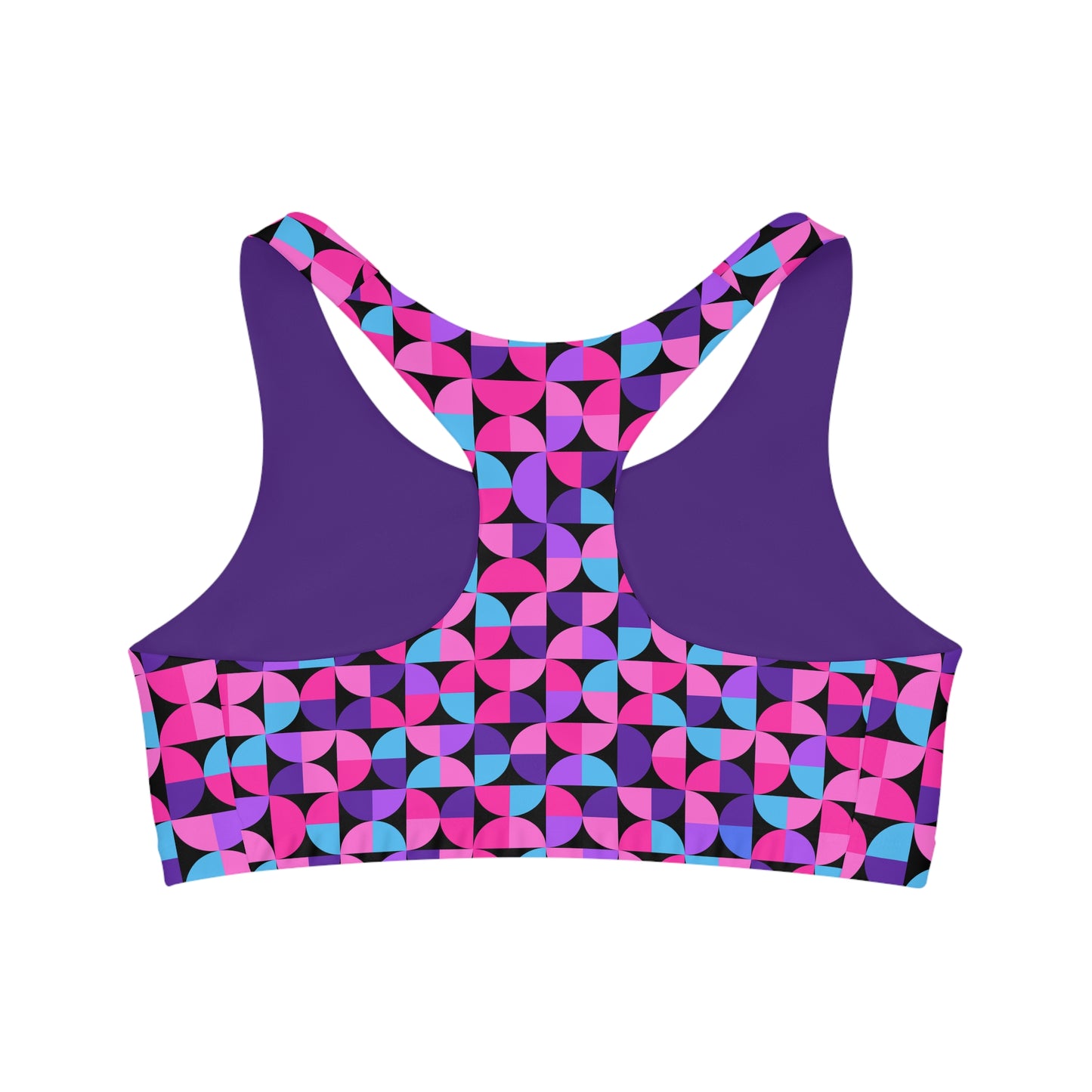 Geometric Teal, Purple, Pink Sports Bra