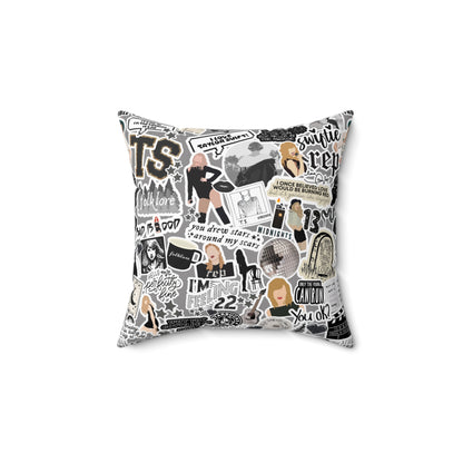 Black Swiftie Square Pillow with Insert, Offered in 4 Sizes