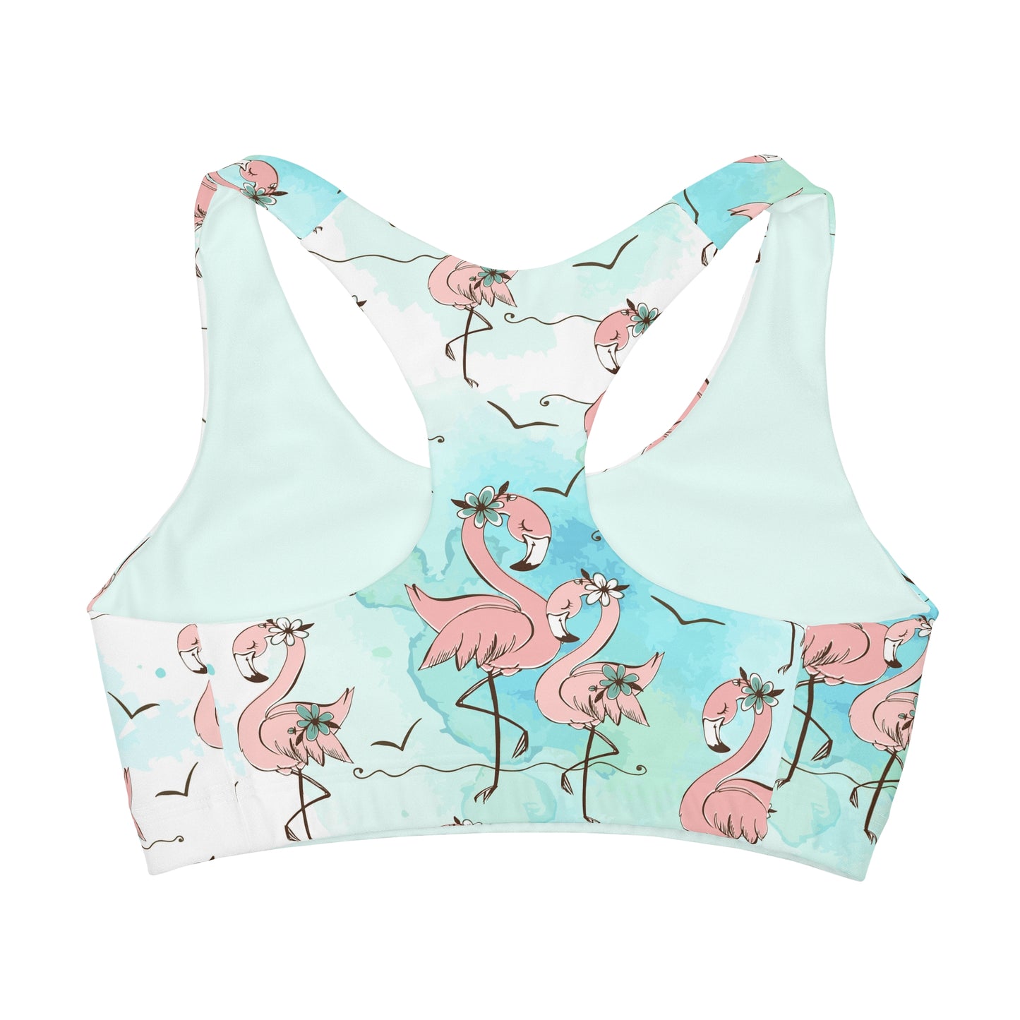 Flamingo Collection 3 Girls Sports Bra, Summer Style, Watercolor Style, Mint Color Interior