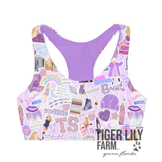 Swiftie Purple Girls' Double Lined Seamless Sports Bra